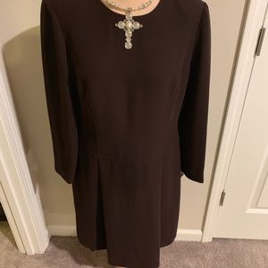 Long sleeve brown dress.